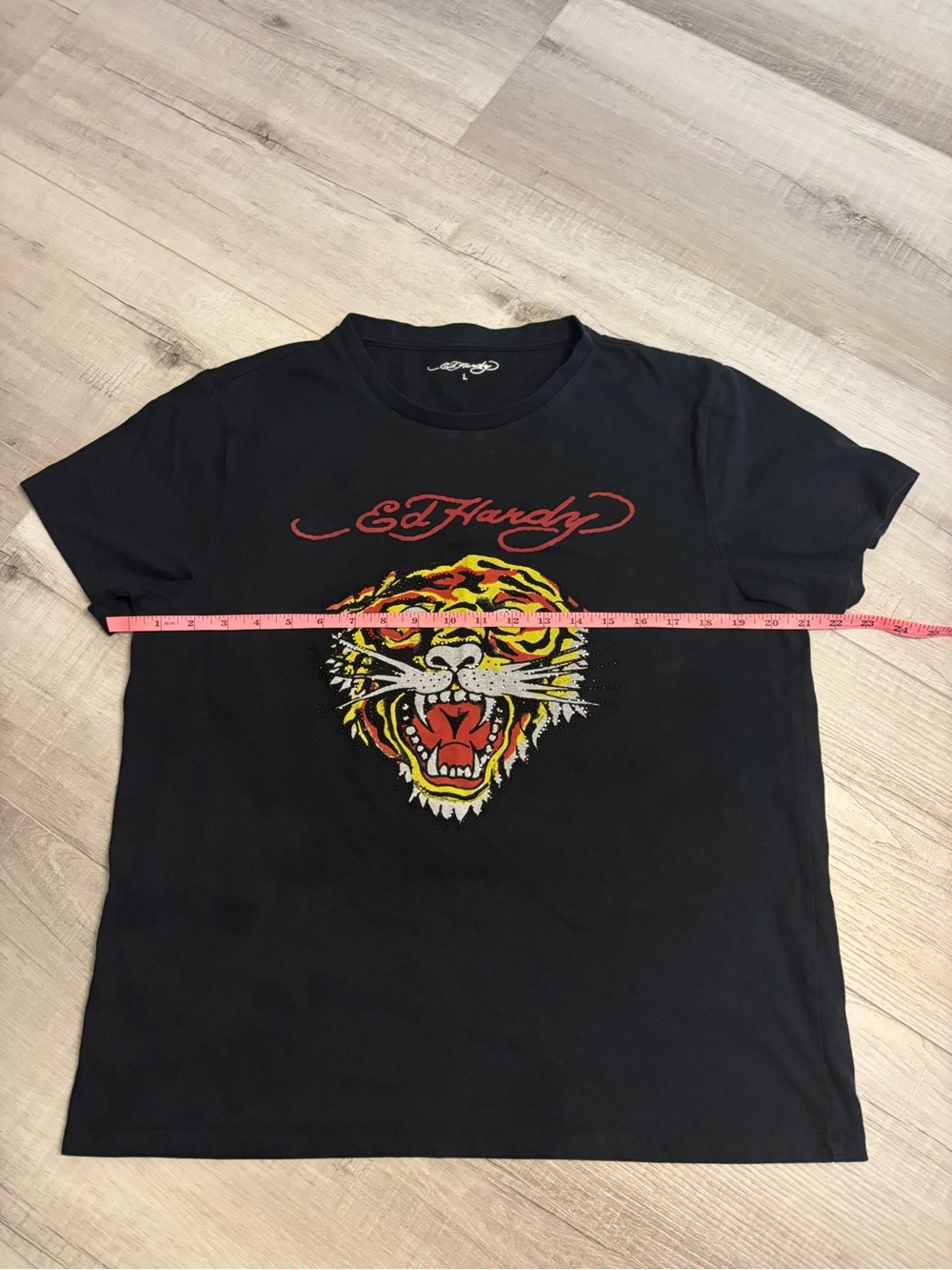Ed Hardy Rhinestone Tiger Graphic T-Shirt Black Size Large Y2K - Picture 7 of 7